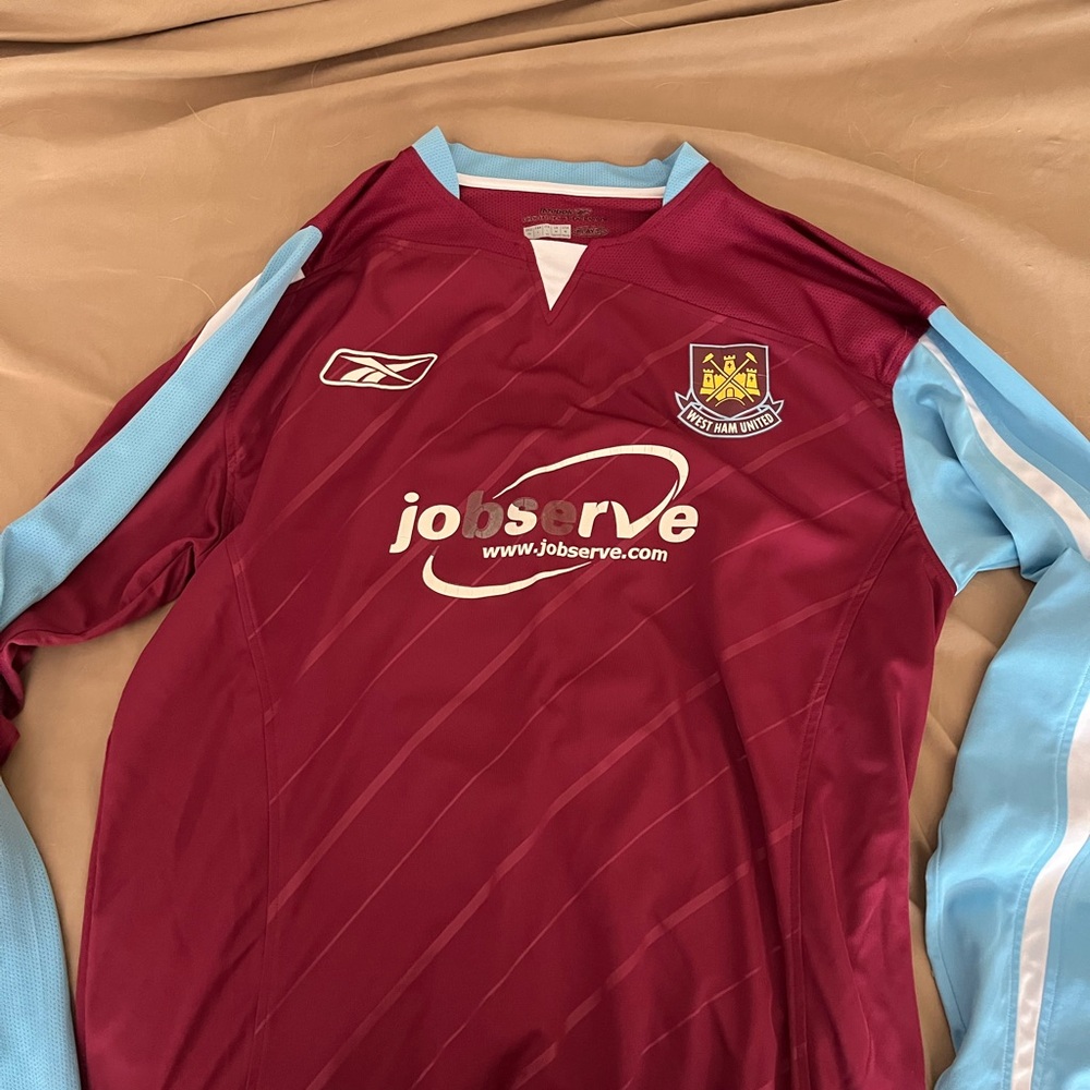 Reebok West Ham Authentic Maroon and Light Blue Soccer Jersey